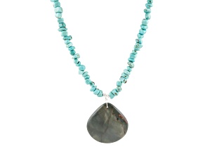 Barse Jewelry 41mm Jasper With 7x6mm Blue Magnesite Sterling Silver Pueblo Necklace