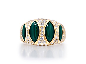 14K Yellow Gold Malachite & Diamond Ring