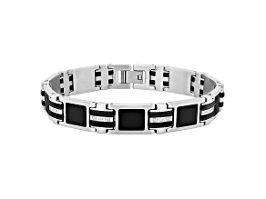0.10ctw Diamond Stainless Steel Link Bracelet