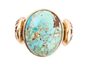 Barse Jewelry Oval Blue Composite Turquoise Gold Tone Nova Ring