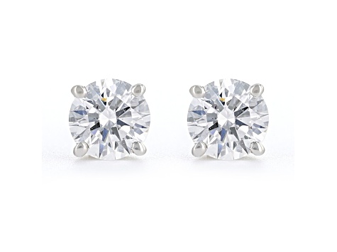 Round White Lab-Grown Diamond 18k White Gold Stud Earrings 0.75ctw.