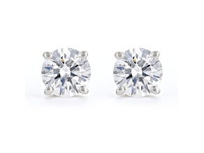 Certified White Lab-Grown Diamond E-F SI 18k White Gold Stud Earrings 0.75ctw