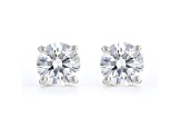 Certified White Lab-Grown Diamond E-F SI 18k White Gold Stud Earrings 0.75ctw