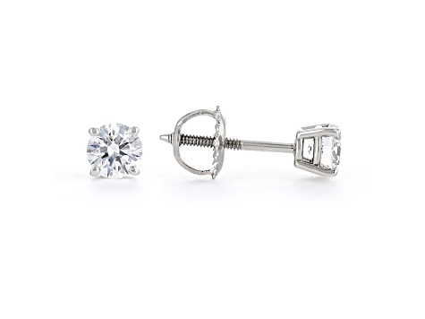 Certified White Lab-Grown Diamond E-F SI 18k White Gold Stud Earrings 0.75ctw