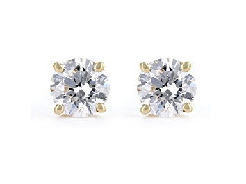 Picture of Round White IGI Certified Lab-Grown Diamond 18k Yellow Gold Stud Earrings 0.75ctw