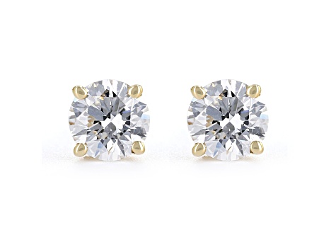 Certified White Lab-Grown Diamond E-F SI 18k Yellow Gold Stud Earrings 0.75ctw