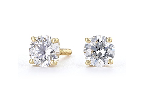 Certified White Lab-Grown Diamond E-F SI 18k Yellow Gold Stud Earrings 0.75ctw