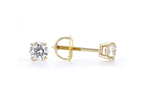 Certified White Lab-Grown Diamond E-F SI 18k Yellow Gold Stud Earrings 0.75ctw