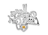 Rhodium Over Sterling Silver Citrine Daddy's Little Girl Pendant