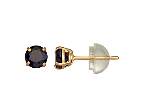 Round Lab Created Sapphire 14K Yellow Gold Children’s Stud Earrings 0.74ctw