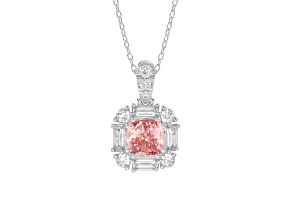 10K White and Yellow Gold 1.33CTW Lab-Grown Pink and White Diamond Pendant with Chain