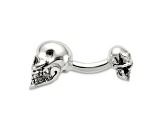 Sterling Silver Antiqued Black Ink Texture Moveable Skull Cuff Links