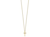 14k Yellow Gold Children's Natural Round Diamond Cross Pendant With 15 Inch Cable Chain