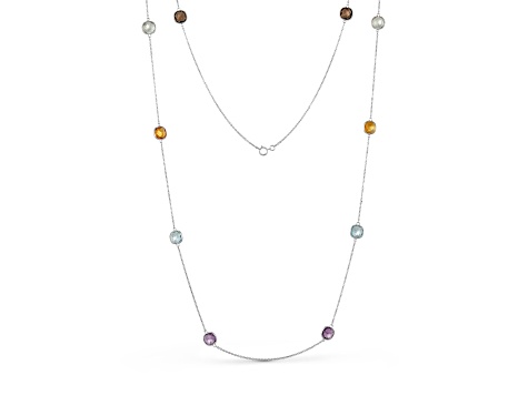 Multi-Gem 14k White Gold 34" Necklace 20.08ctw