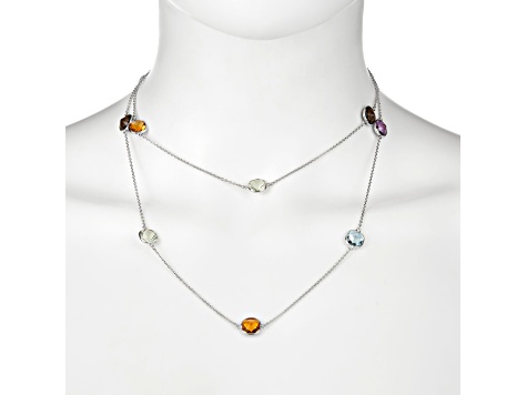 Multi-Gem 14k White Gold 34" Necklace 20.08ctw