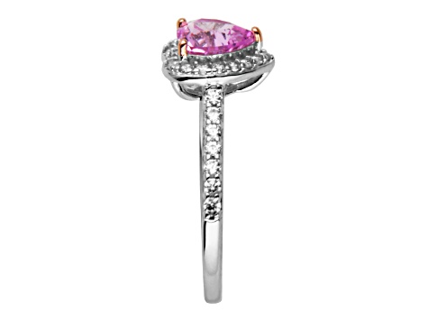 Lab Created Pink Sapphire And White Cubic Zirconia Rhodium