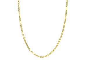 14K Yellow Gold 50/50 Paperclip 3.75mm + Rolo Chain 2.70mm Bracelet 7.50 inch