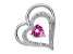 Rhodium Over 14k White Gold Created Pink Sapphire and Diamond Heart Chain Slide Pendant