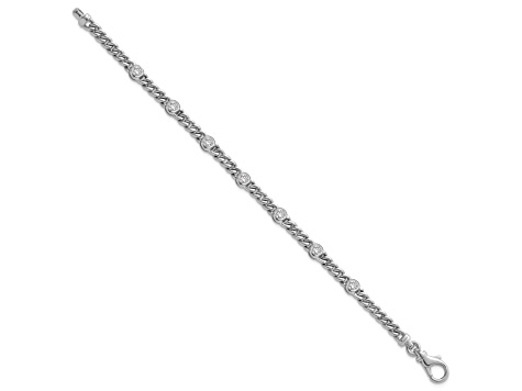 Rhodium Over 18K White Gold Diamond Curb 7.5-inch Bracelet 1.05ctw