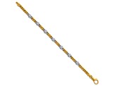 18K Yellow Gold with White Rhodium Diamond Curb 7.5-inch Bracelet