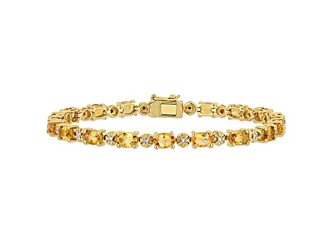 Citrine and Diamond Accent 18k Yellow Gold Over Sterling Silver Tennis Bracelet 8.10ctw