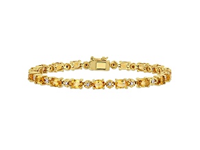 Citrine and Diamond Accent 18k Yellow Gold Over Sterling Silver Tennis Bracelet 8.10ctw