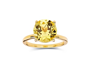 Round Lab Created Yellow Sapphire 18K Yellow Gold Over Sterling Silver Solitaire Ring