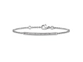 Rhodium Over 14K White Gold Diamond Bar 7.5-inch Bracelet 0.23ctw