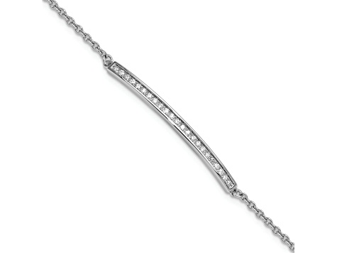 Rhodium Over 14K White Gold Diamond Bar 7.5-inch Bracelet 0.23ctw