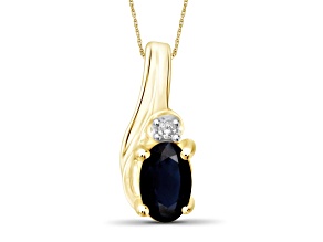 Black Sapphire 14K Gold Over Sterling Silver Pendant with Chain 0.28ctw