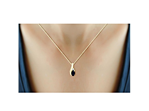 Black Sapphire 14K Gold Over Sterling Silver Pendant with Chain 0.28ctw