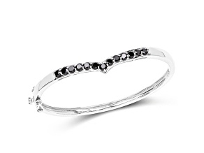 Black Diamond Rhodium Over Sterling Silver Round Wishbone Bangle Bracelet 2.28ctw