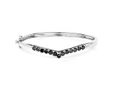 Black Diamond Rhodium Over Sterling Silver Round Wishbone Bangle Bracelet 2.28ctw