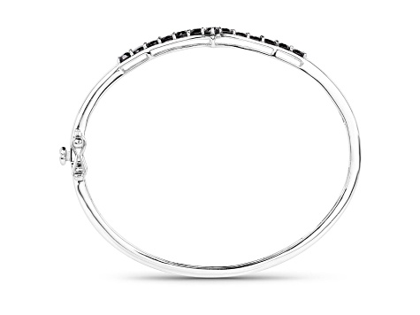 Black Diamond Rhodium Over Sterling Silver Round Wishbone Bangle Bracelet 2.28ctw