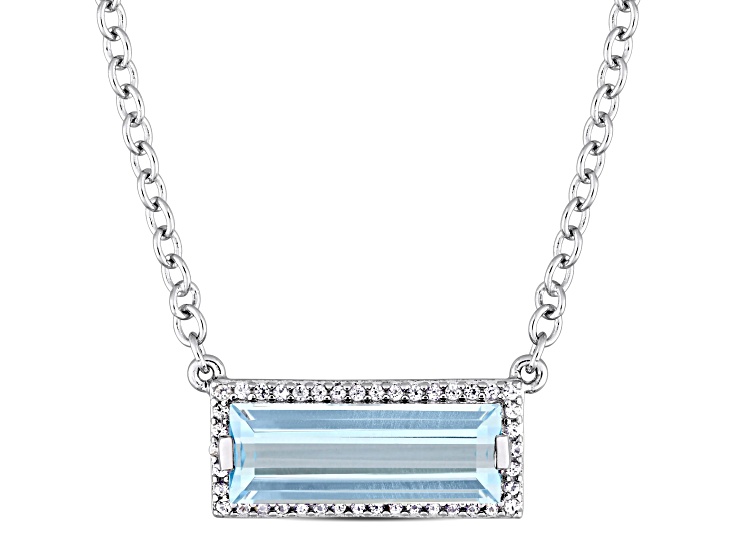 3ctw Sky-Blue Topaz and White Sapphire Halo Necklace in Sterling Silver