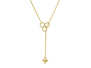 White Cubic Zirconia 14k Yellow Gold Over Sterling Silver Bee Necklace 0.04ctw