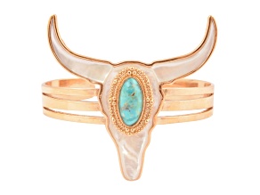 Barse Jewelry Longhorn White Mother of Pearl Golden Cuff Bracelet