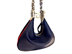Gucci Attaché Small Shoulder Bag Navy Leather