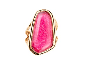 Barse Jewelry Pink Fuchsia Agate Gold Tone Abstract Ring