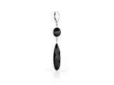 Black Pear and Round Spinel Sterling Silver Earrings 32ctw