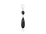 Black Pear and Round Spinel Sterling Silver Earrings 32ctw