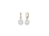 14K Yellow Gold Crystal and White Quartz Leverback Dangle Earrings