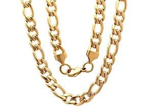 Men's 18K Yellow Gold Over Stainless Steel Figaro Link Necklace
