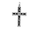 Rhodium Over 14K White Gold 1/3ct. Diamond and Onyx Cross Pendant