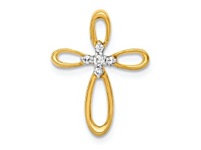 14K Two-tone Gold Diamond Cross Slide Pendant