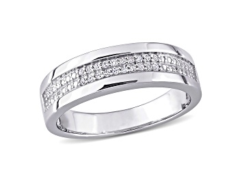 White Diamond 10k White Gold Mens Band Ring 0.20ctw
