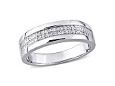 White Diamond Sterling Silver Unisex Ring 0.10ctw