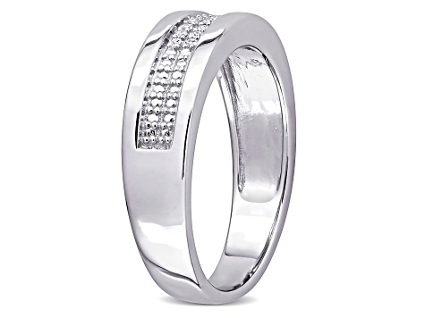 White Diamond Sterling Silver Unisex Ring 0.10ctw