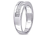 White Diamond Sterling Silver Unisex Ring 0.10ctw