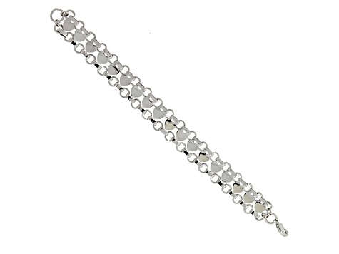 1928 Jewelry Silver Tone Heart Link Bracelet